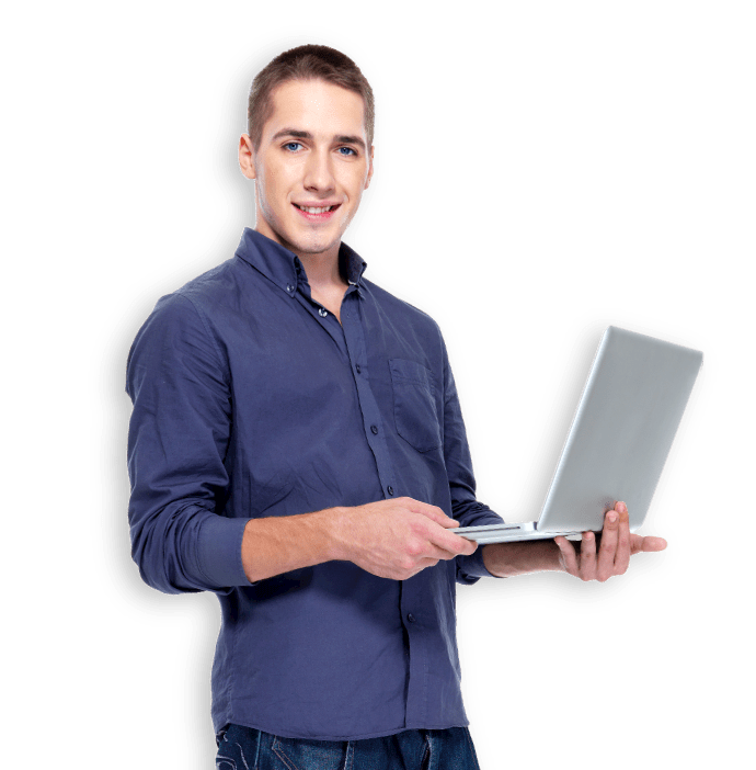 young man with laptop