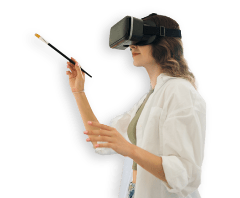 Woman paint with VR