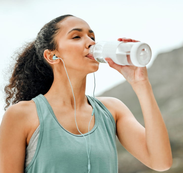 woman with water bottle