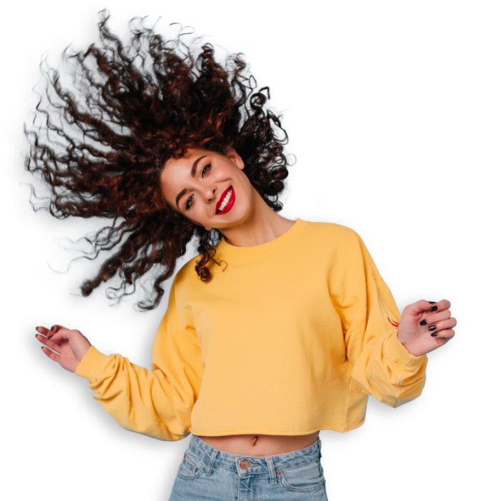 smiling woman dancing