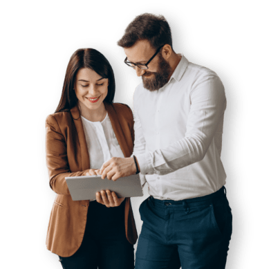 man and woman with tablet