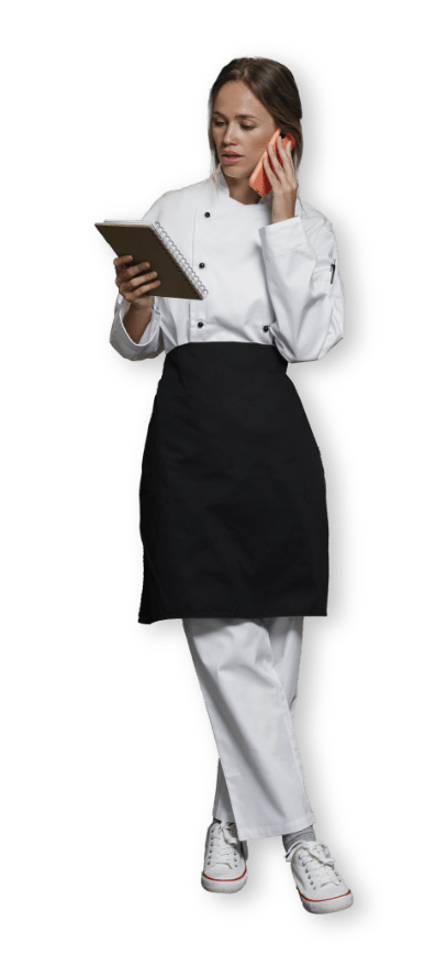 cook woman smartphone