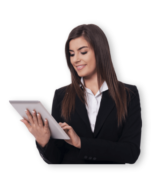 woman tablet working