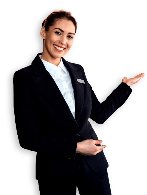 woman reception smiling