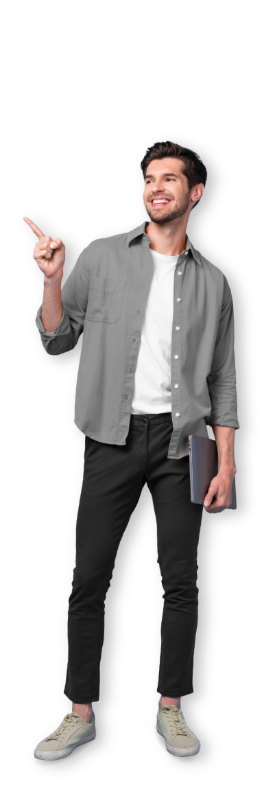 man standing with tablet