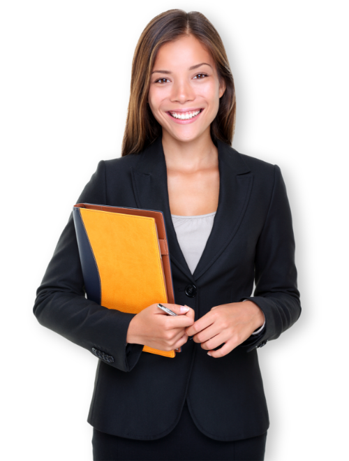 woman with blazer and agenda