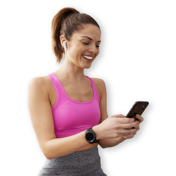 girl pink top smiling