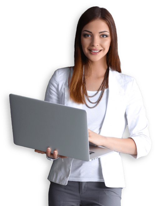 smiling woman with laptop