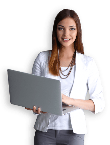 smiling woman with laptop