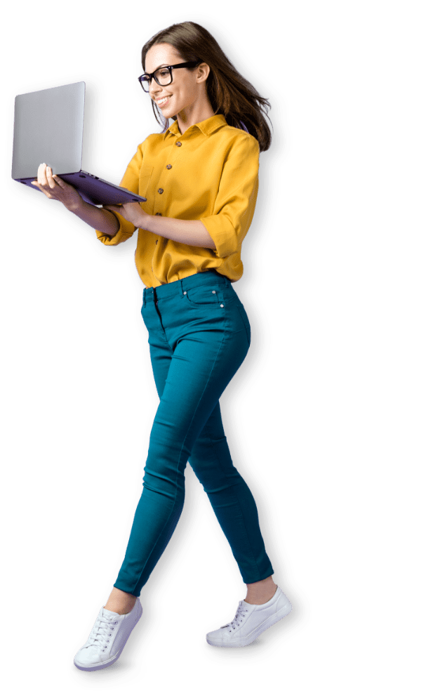 smiling woman with laptop