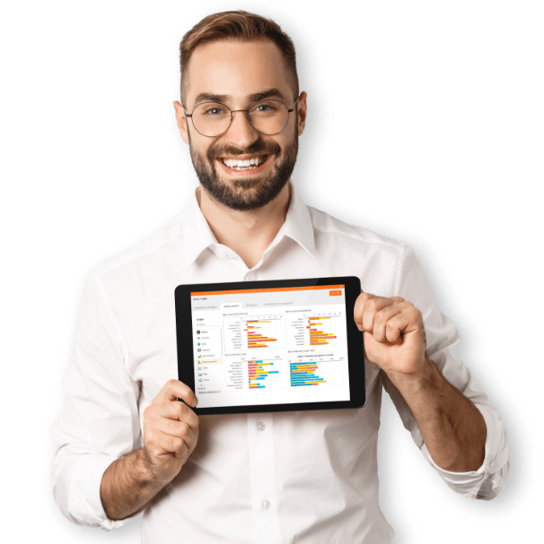 man with tablet and glasses