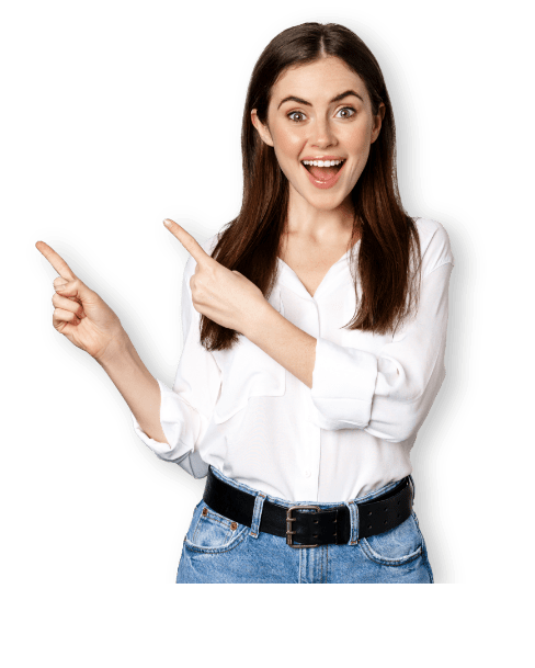 woman shirt pointing