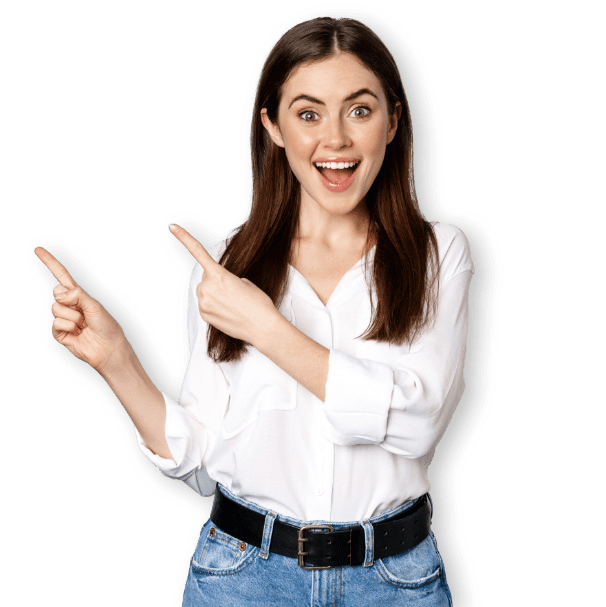 woman shirt pointing