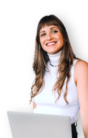 smiling woman with laptop