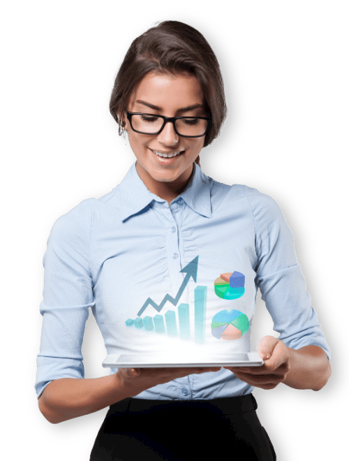 woman with tablet graphics