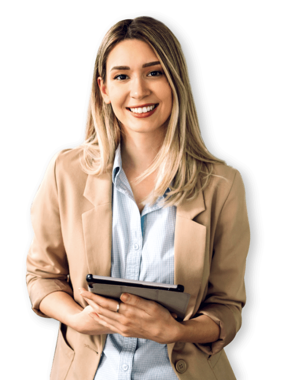 businesswoman tablet