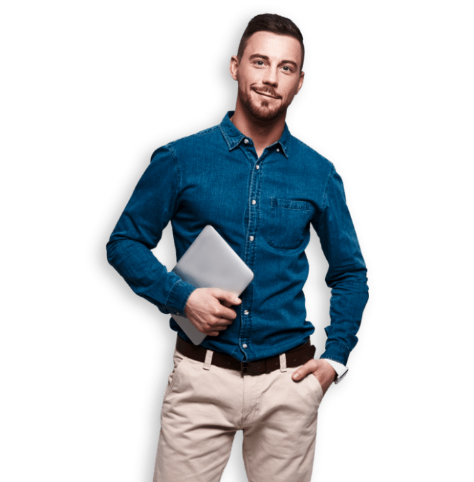 man business with tablet