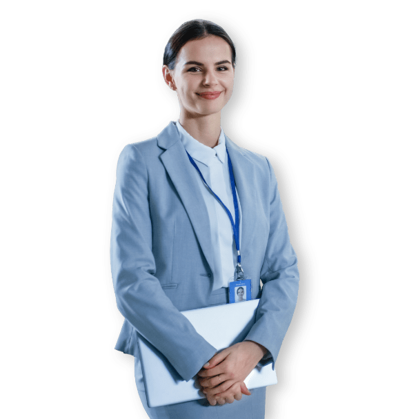 smiling woman with tablet