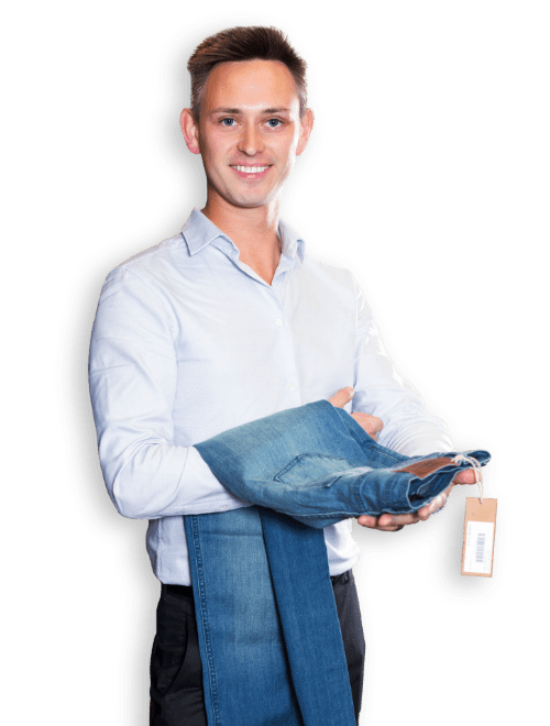 man shop assistant trousers tag