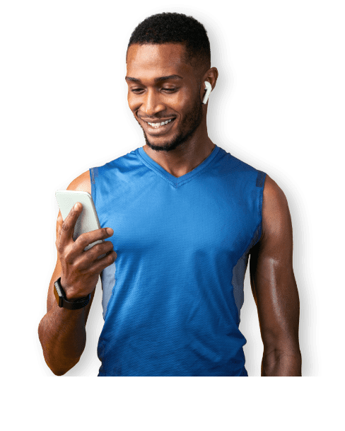 sporty man with smartphone