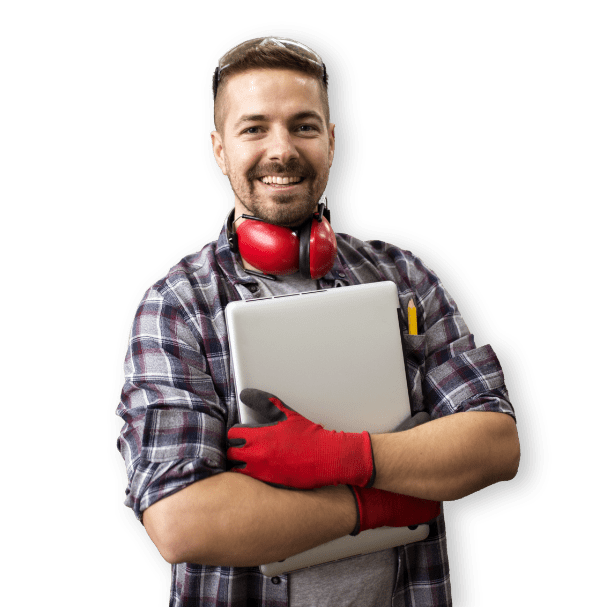 man with hearing protection