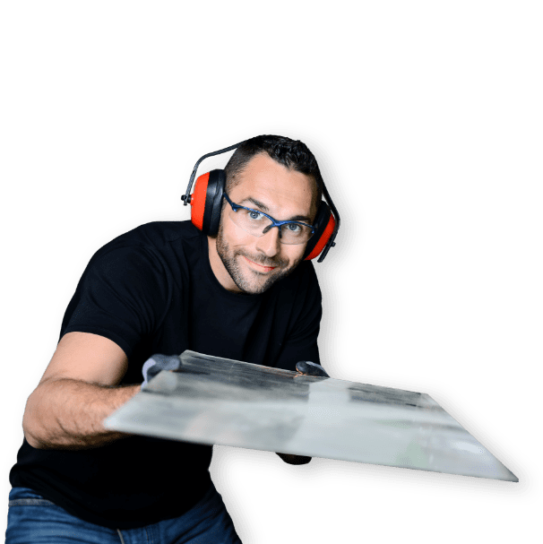 man glassworks hearing protection