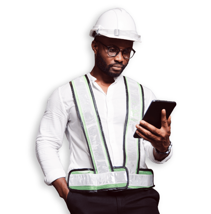 man carrier with tablet