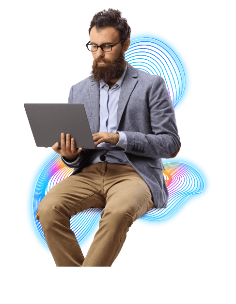 man sitting with laptop