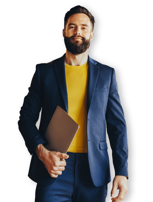 young man business laptop