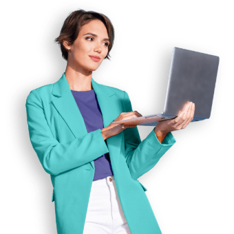 woman with blazer and laptop