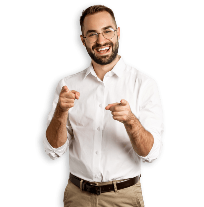 happy man with glasses