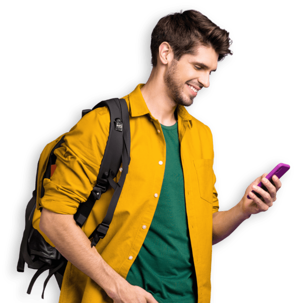 boy backpack smartphone