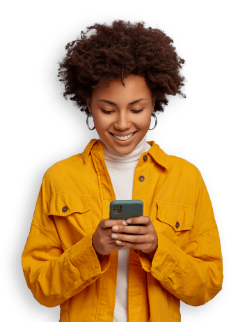 girl smiling smartphone