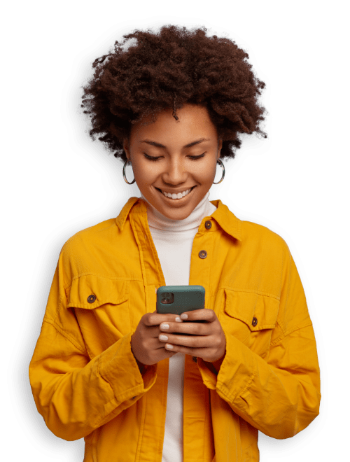 girl smiling smartphone