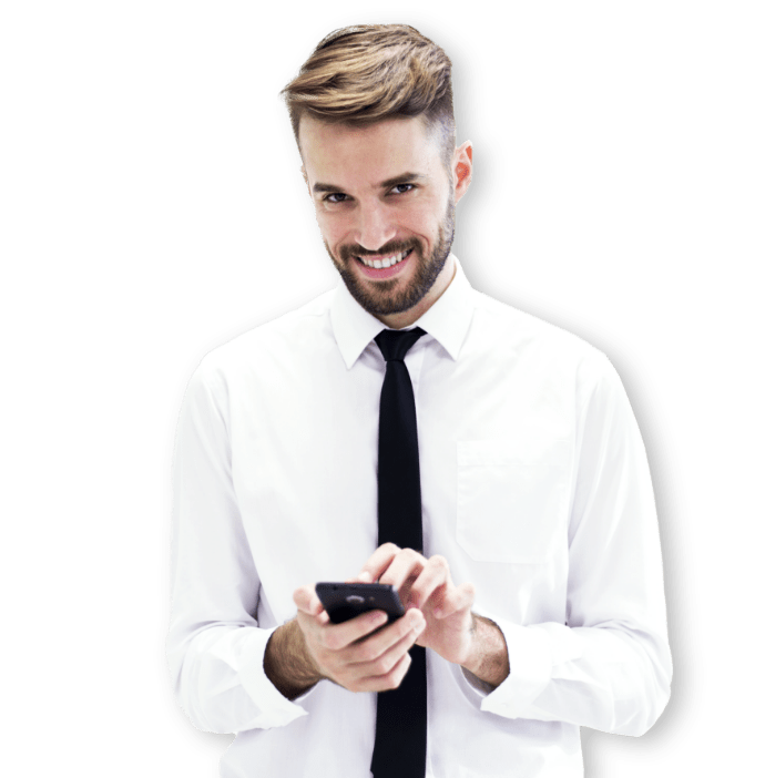guy smiling smartphone