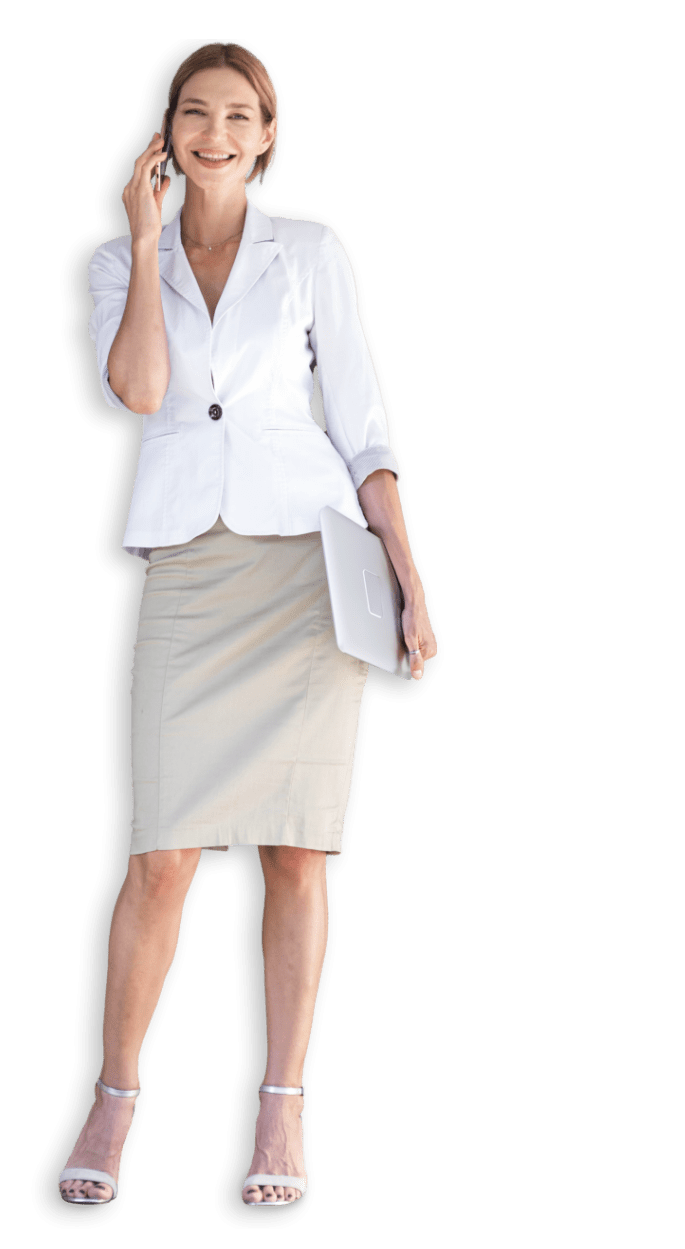 woman whole smartphone tablet