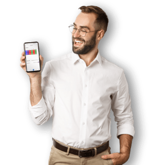 man beard smartphone