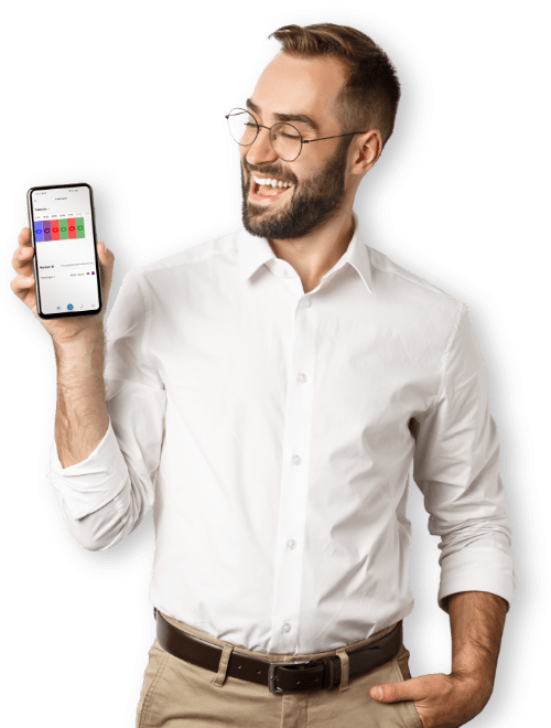 man beard smartphone