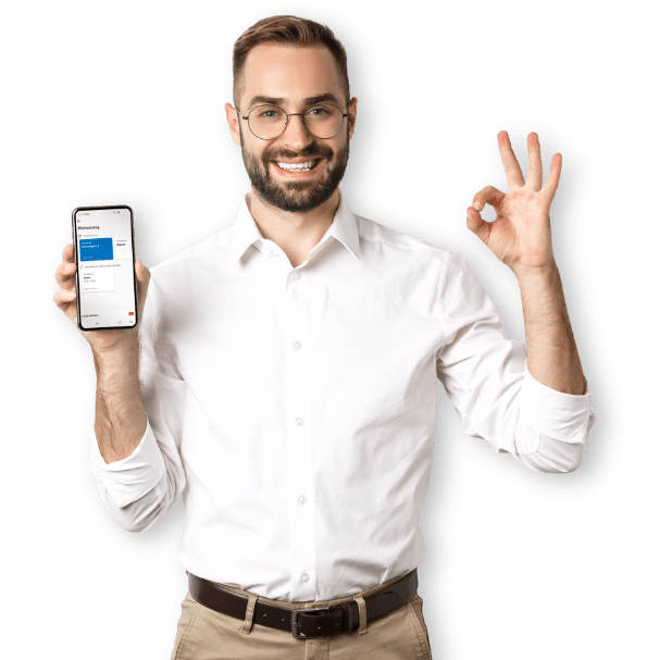 man beard smartphone