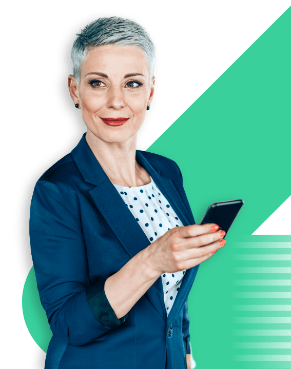 woman blazer smartphone