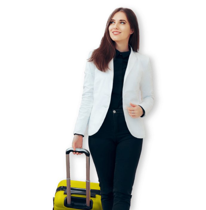 Smiling woman with luggage