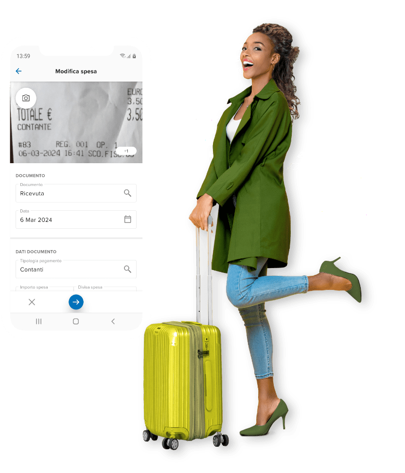 Smiling woman with luggage