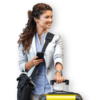 woman yellow suitcase