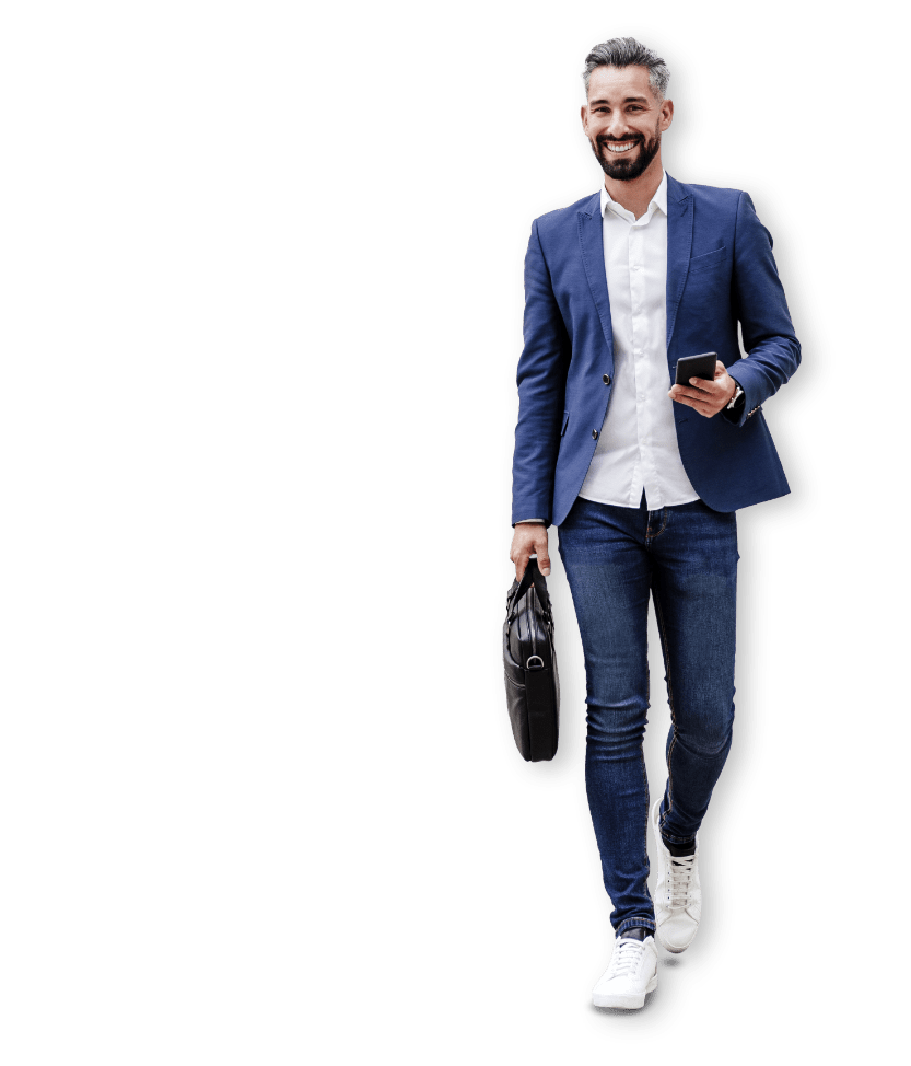 man whole smartphone