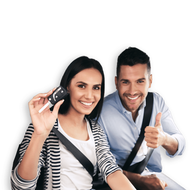 man woman car pooling