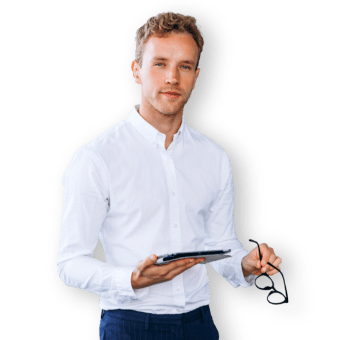 businessman shirt tablet