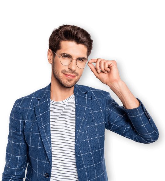 man glasses blazer
