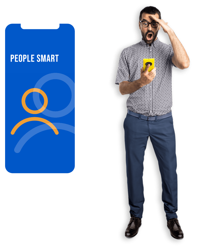 man surprised smartphone