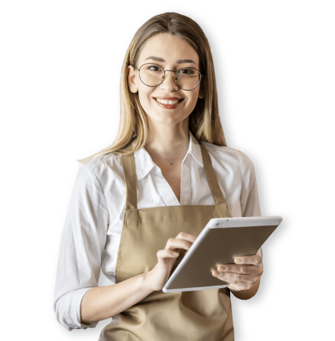 young lady smile smartphone