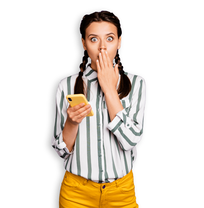 girl surprised smartphone